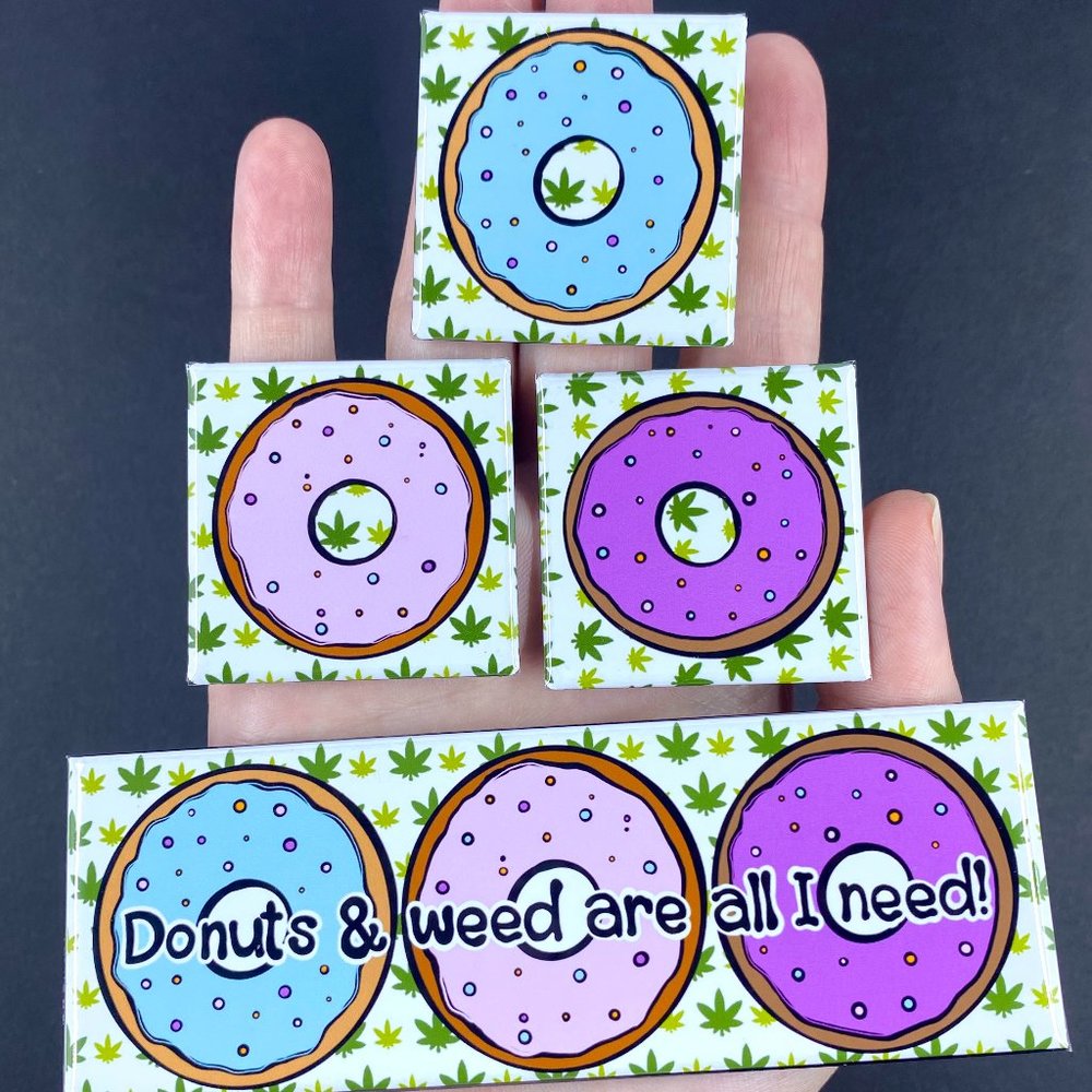 Stoner Donut Magnet Set Handmade 420 Decor Gifts